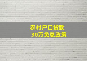 农村户口贷款30万免息政策