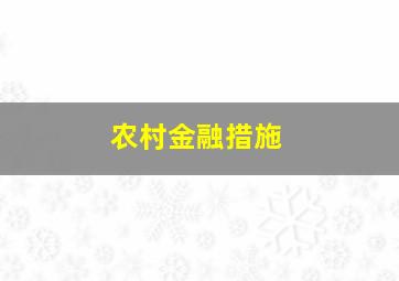 农村金融措施