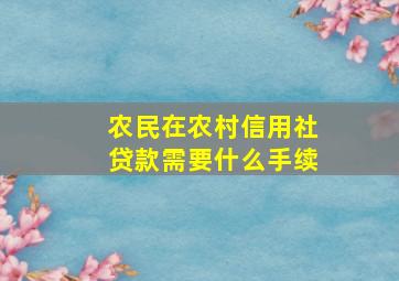 农民在农村信用社贷款需要什么手续