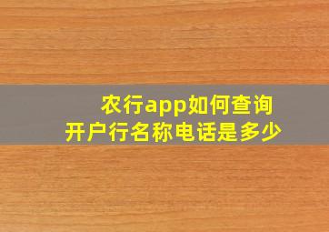 农行app如何查询开户行名称电话是多少