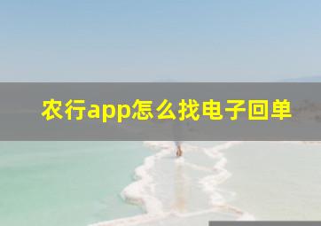 农行app怎么找电子回单