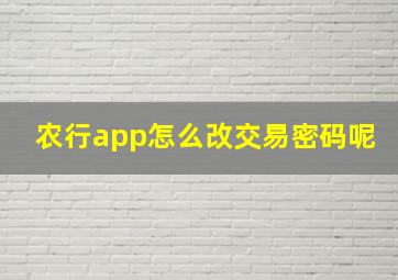 农行app怎么改交易密码呢