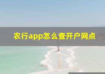 农行app怎么查开户网点