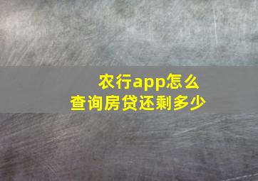 农行app怎么查询房贷还剩多少