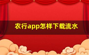 农行app怎样下载流水