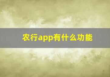 农行app有什么功能