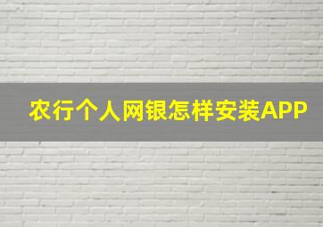 农行个人网银怎样安装APP