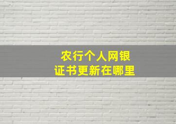 农行个人网银证书更新在哪里