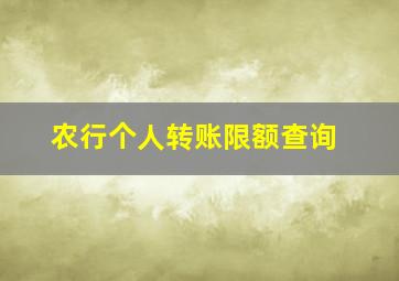 农行个人转账限额查询