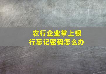 农行企业掌上银行忘记密码怎么办