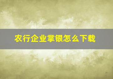 农行企业掌银怎么下载