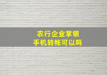 农行企业掌银手机转帐可以吗