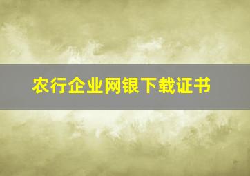 农行企业网银下载证书