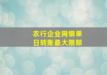 农行企业网银单日转账最大限额