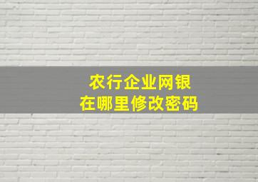 农行企业网银在哪里修改密码