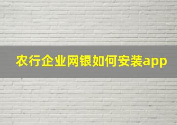 农行企业网银如何安装app