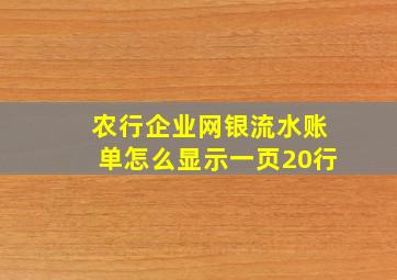 农行企业网银流水账单怎么显示一页20行