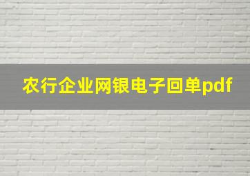 农行企业网银电子回单pdf