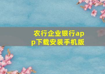 农行企业银行app下载安装手机版