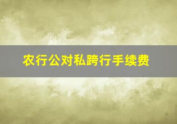 农行公对私跨行手续费