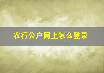 农行公户网上怎么登录