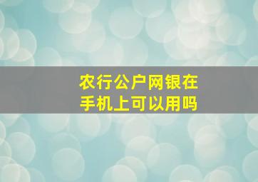 农行公户网银在手机上可以用吗