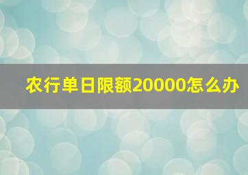 农行单日限额20000怎么办