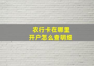 农行卡在哪里开户怎么查明细