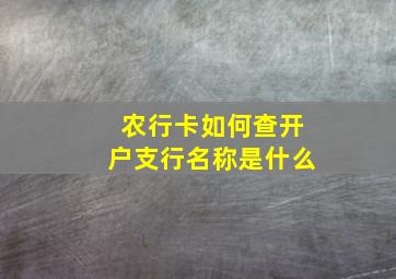 农行卡如何查开户支行名称是什么