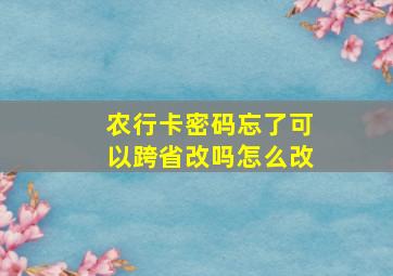 农行卡密码忘了可以跨省改吗怎么改