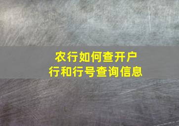 农行如何查开户行和行号查询信息