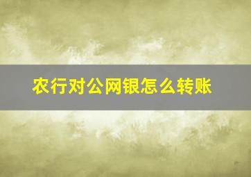 农行对公网银怎么转账