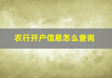 农行开户信息怎么查询