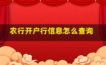 农行开户行信息怎么查询