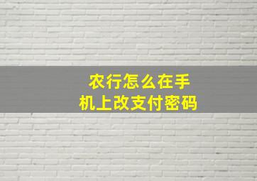 农行怎么在手机上改支付密码