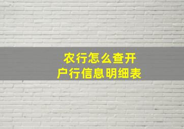 农行怎么查开户行信息明细表