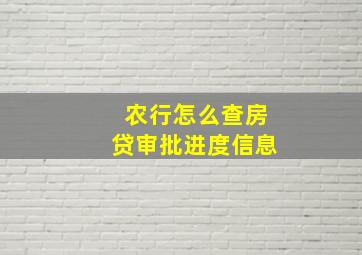 农行怎么查房贷审批进度信息