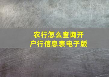 农行怎么查询开户行信息表电子版