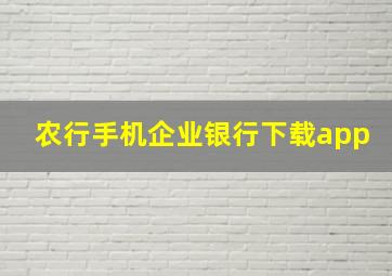 农行手机企业银行下载app