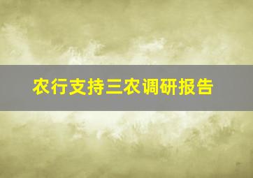 农行支持三农调研报告