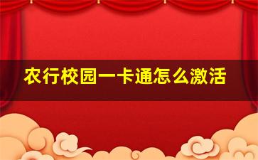 农行校园一卡通怎么激活