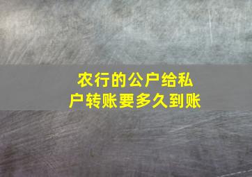 农行的公户给私户转账要多久到账