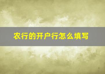 农行的开户行怎么填写