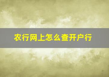 农行网上怎么查开户行