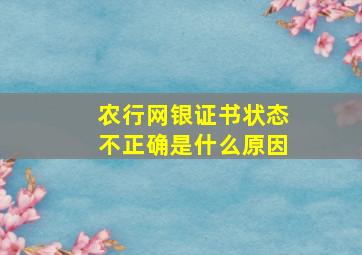 农行网银证书状态不正确是什么原因