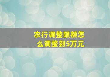 农行调整限额怎么调整到5万元