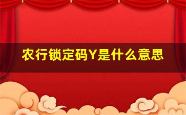 农行锁定码Y是什么意思