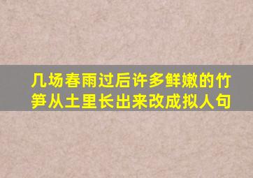 几场春雨过后许多鲜嫩的竹笋从土里长出来改成拟人句