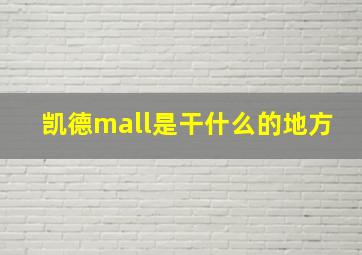 凯德mall是干什么的地方