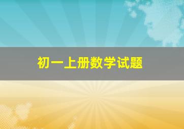 初一上册数学试题